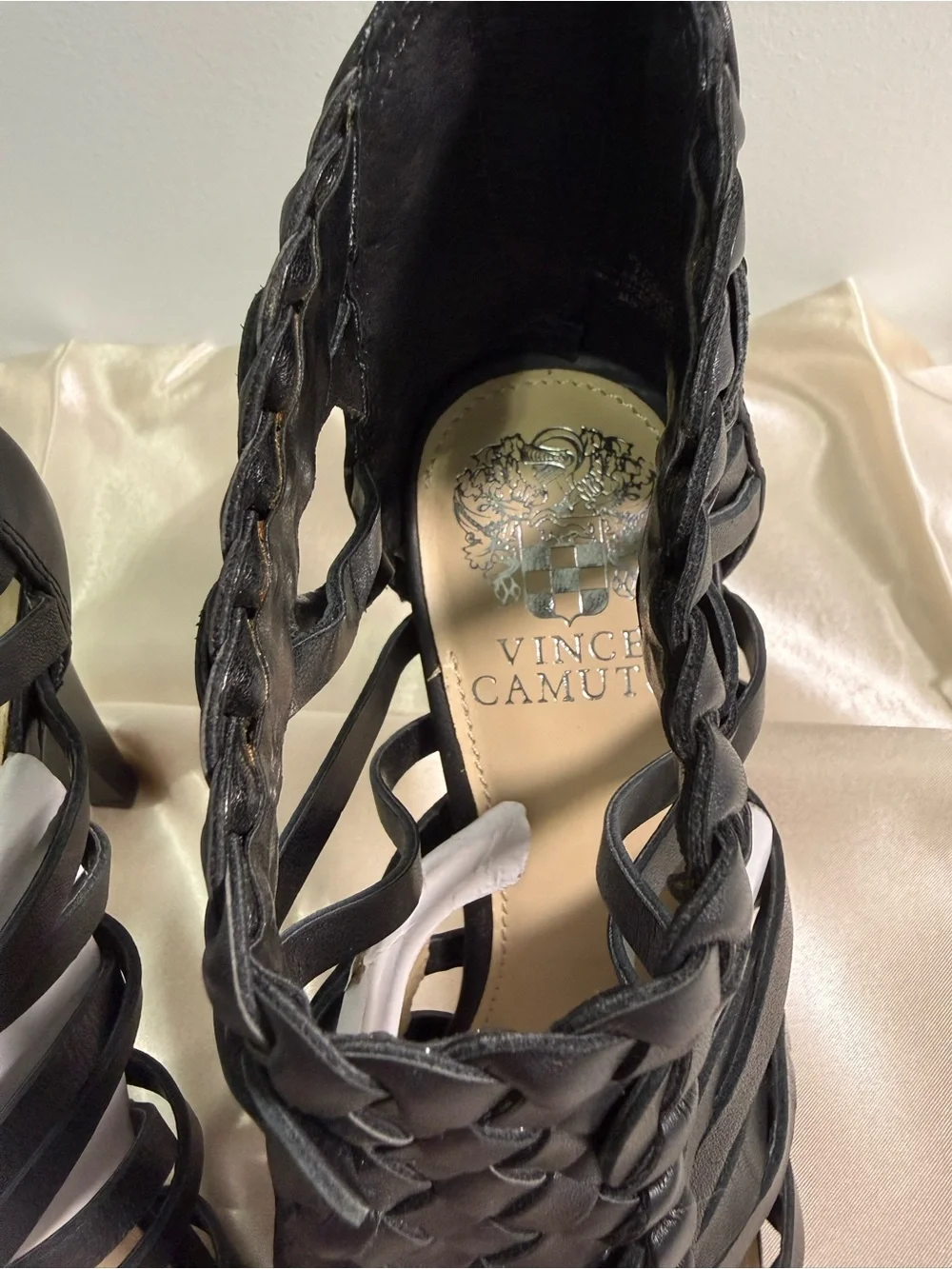 Vince Camuto Alaizah Braided Caged Women Heel Sandal Black Size 7.5 M